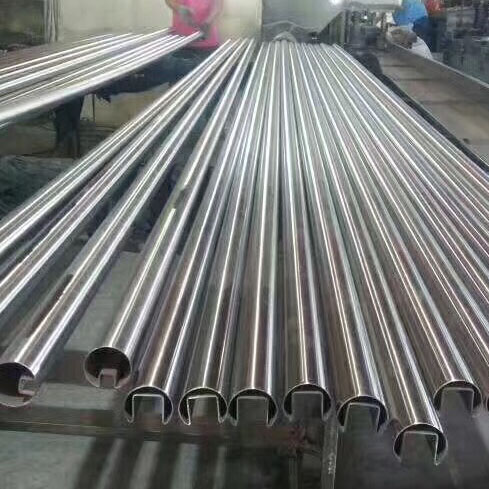 Satin finish single slotted stainless steel pipe tube